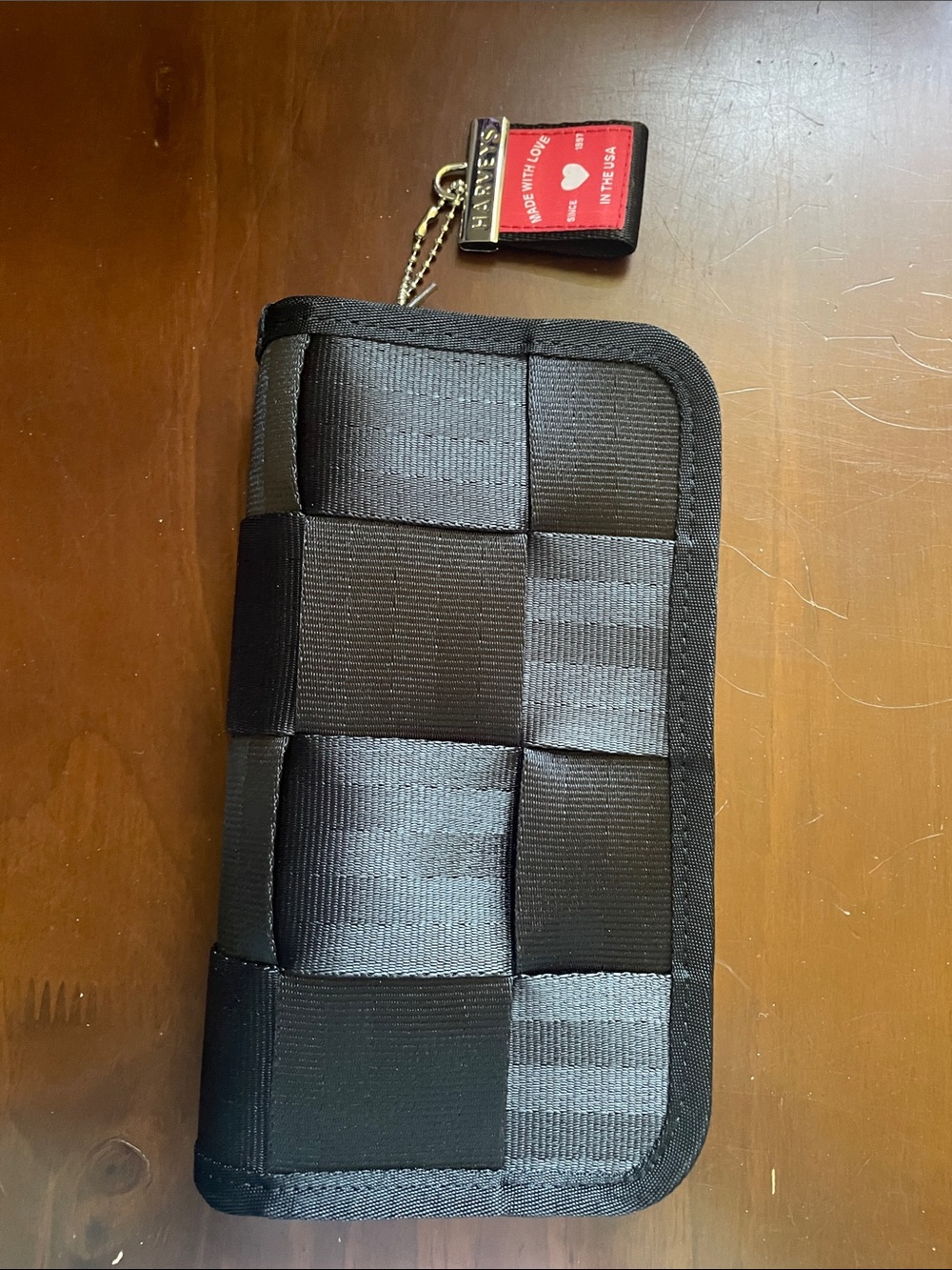 Harveys Black Woven Classic Wallet with Key Charm